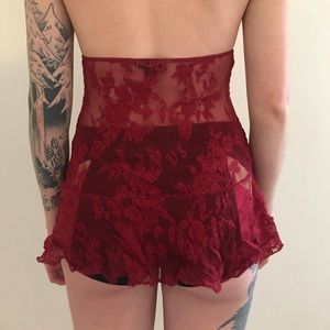 Red lingerie with skirt